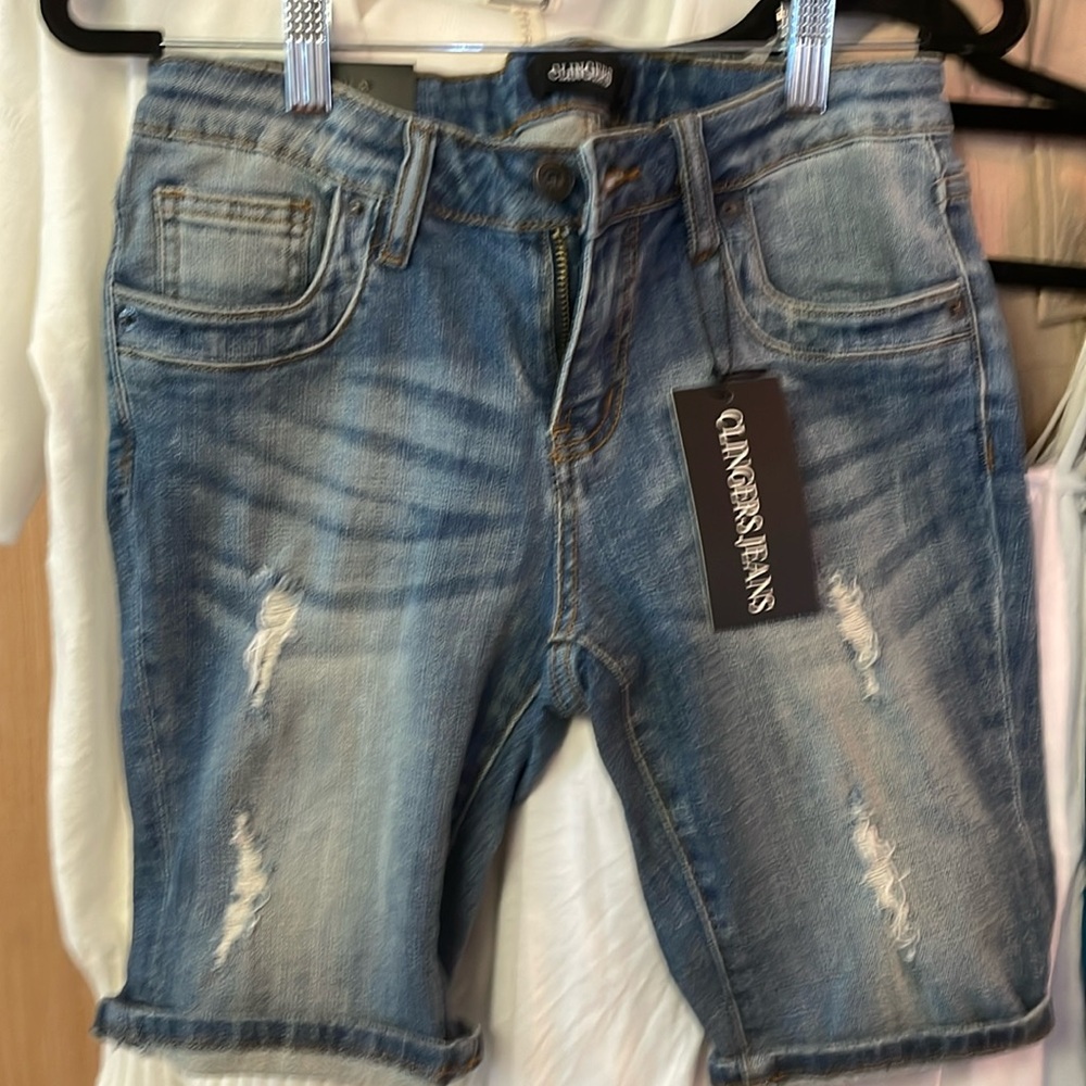Skinny HIGH WAIST CLINGERS JEAN SHORTS multiple sizes, NEW w/tags.